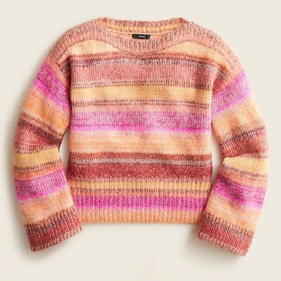 J.Crew Wide-sleeve alpaca-blend sweater in ombré stripe - Picture 6 of 9